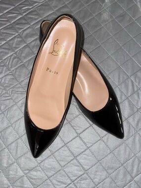 Red Bottom Black Patent Pointed Ballet Flats Women's size 42 NEW